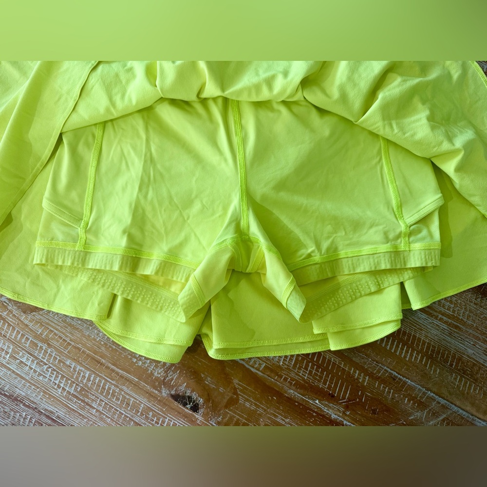 Lululemon Court Rival High-Rise Slirt, Neon Yellow, tennis skirt, 10 large - Picture 3 of 4